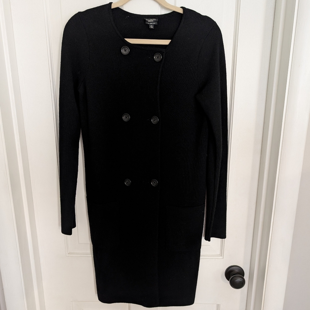Talbots Womens 100% Merino Wool Long Cardigan Sweater Xtra Small Capsule Classic